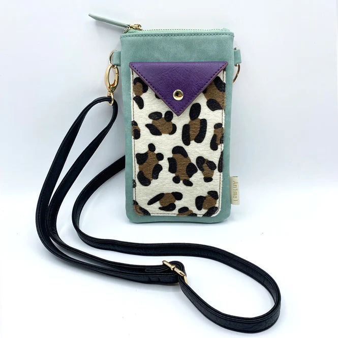 Purple Leopard Animal Print Phone Bag