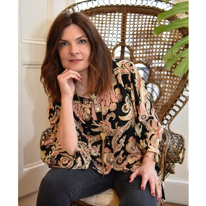 'Daphne' Black, Rose & Gold Floral Baroque Button Down Shirt