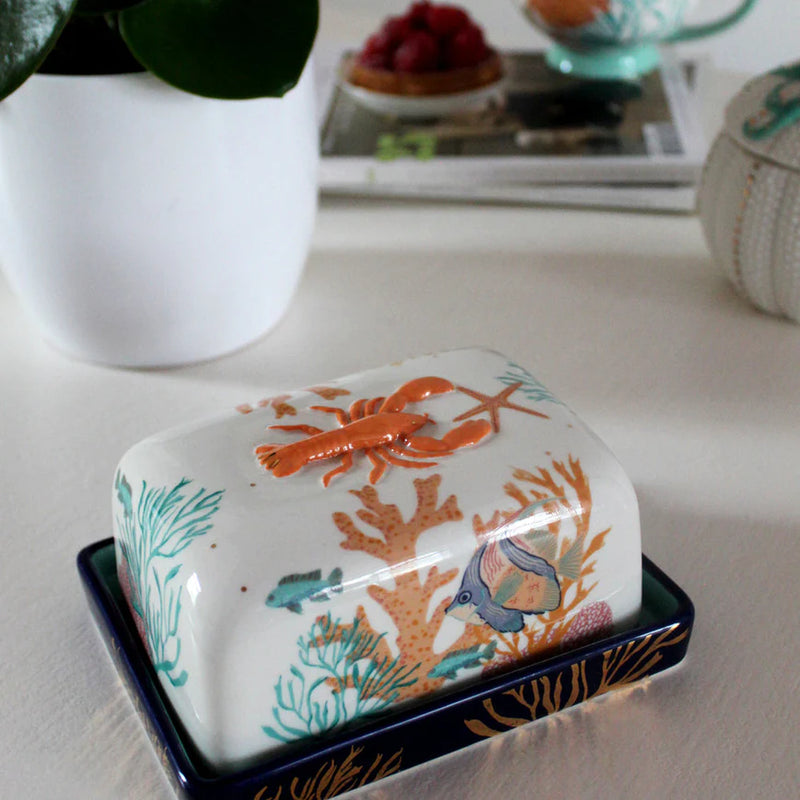 Coral Lobster Butter Dish
