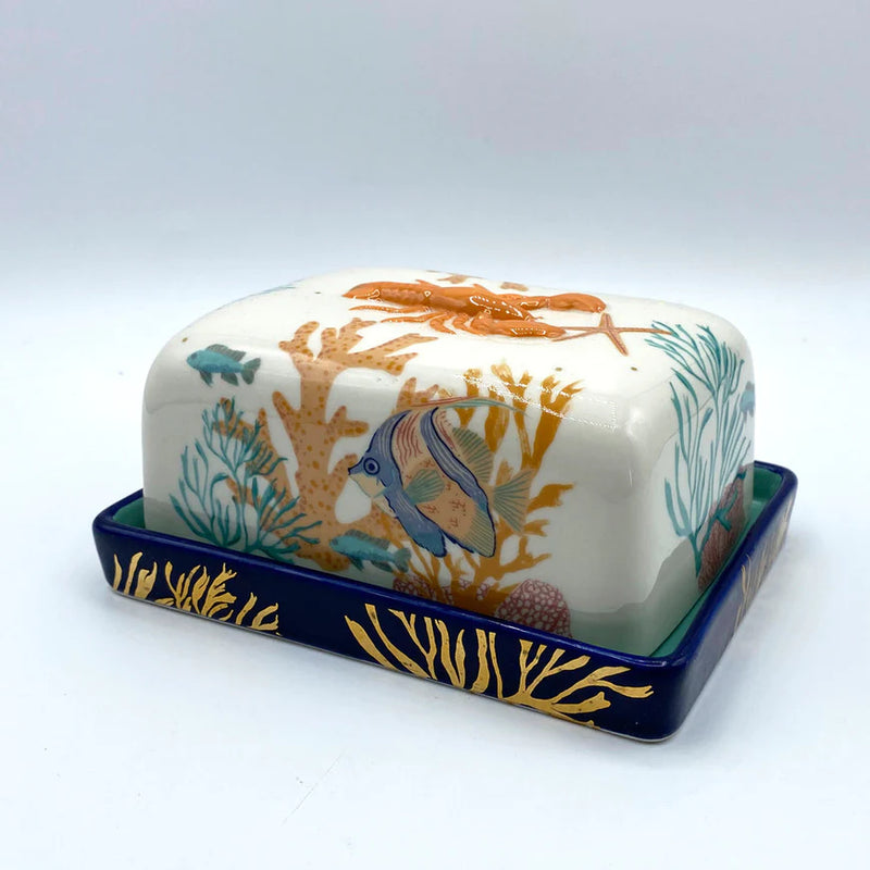 Coral Lobster Butter Dish