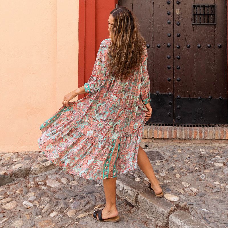 'Sky' Paisley Floral Short Dress