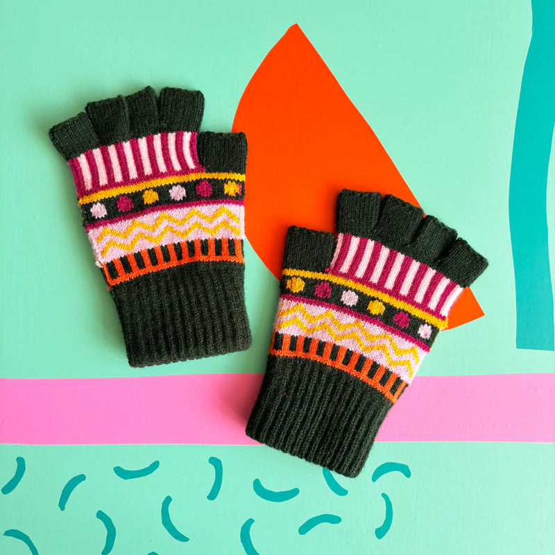 Dog House Fair Isle Fingerless Gloves