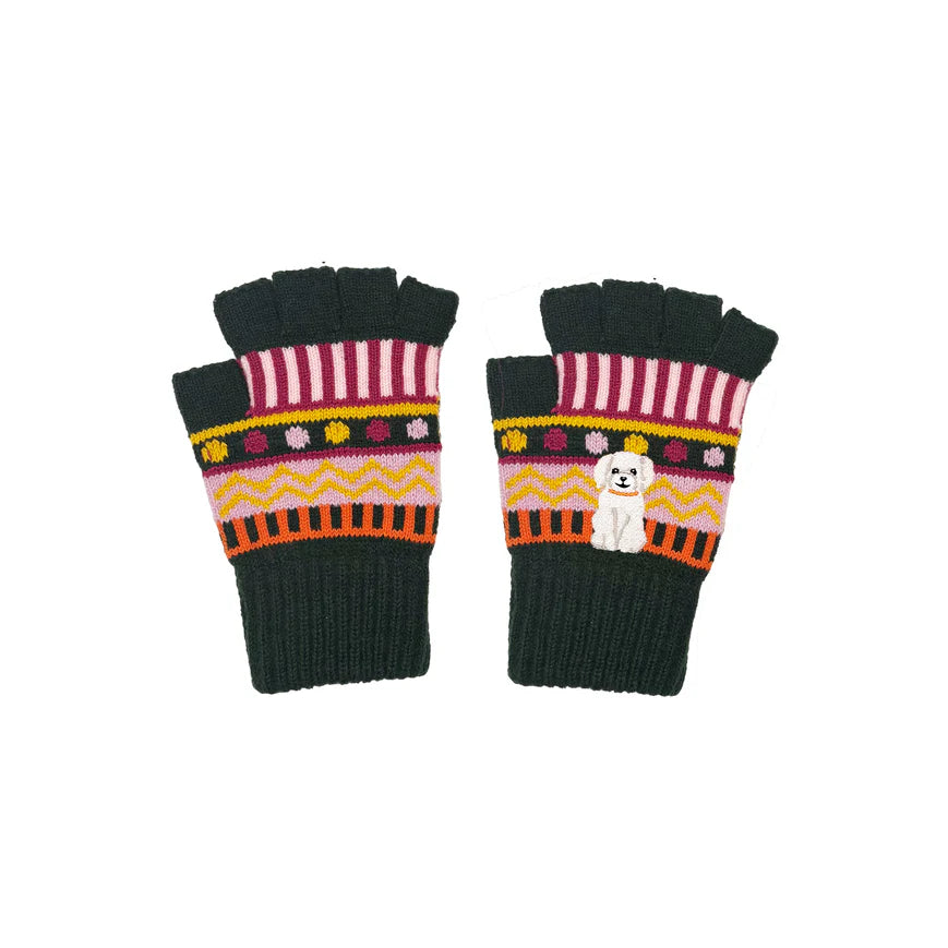 Dog House Fair Isle Fingerless Gloves