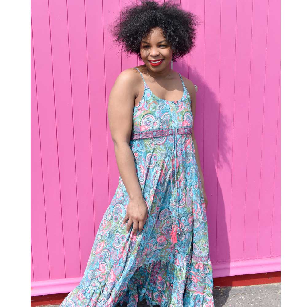 Strappy floral maxi outlet dress