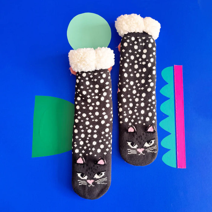 Feline Cat Face Slipper Socks