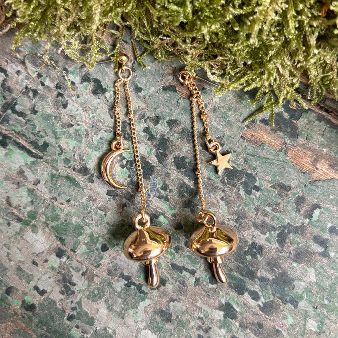 Forage Mushroom, Moon & Star Earrings