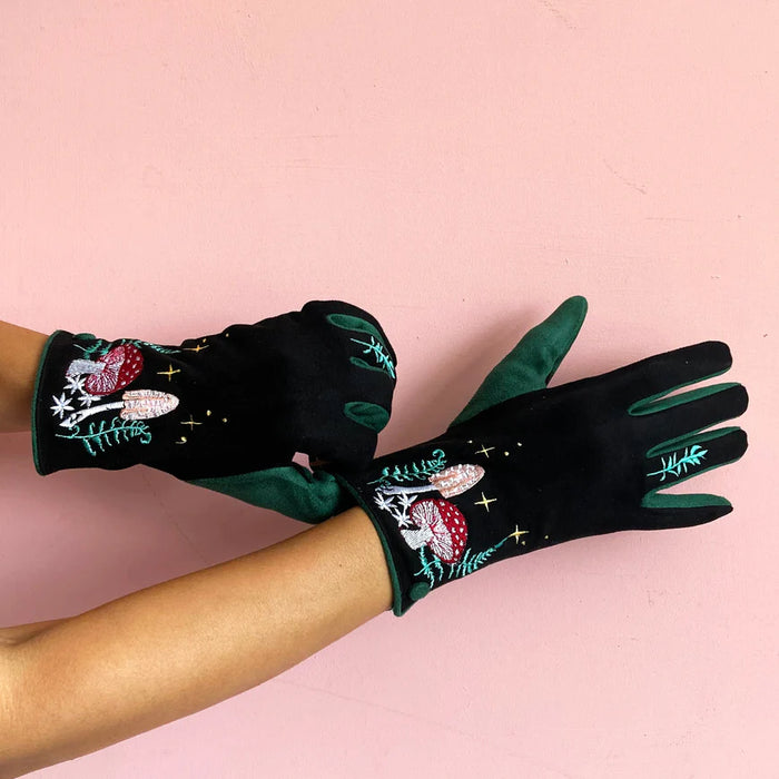 Forage Mushroom Embroidered Gloves