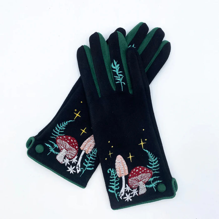 Forage Mushroom Embroidered Gloves