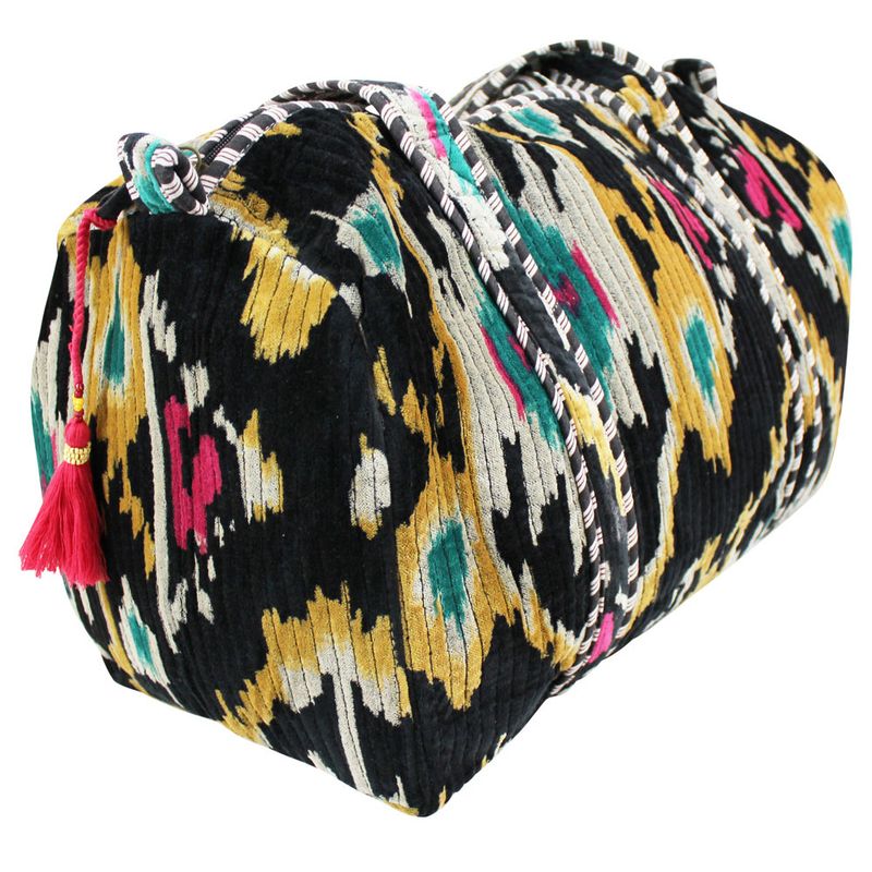 Black Velvet Ikat Quilted Duffle Bag
