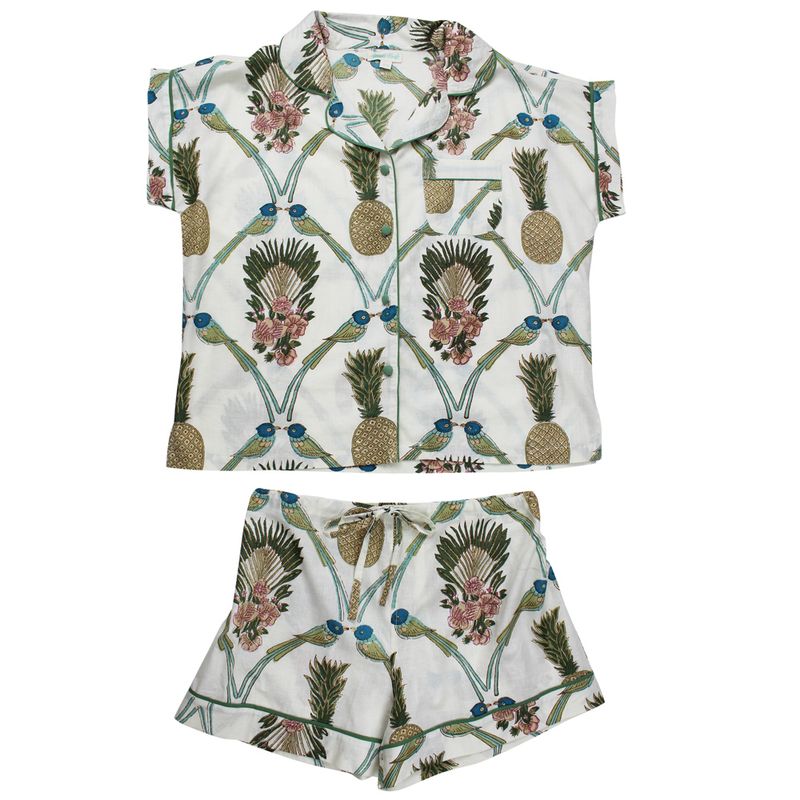 Pineapple & Bluebird Cotton Short Pyjama Set