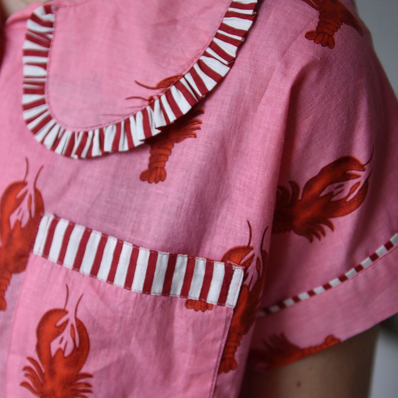 Pink & Red Lobster Cotton Short Pyjama Set