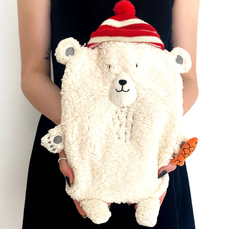 Polar Bear Wearing A Hat Hot Water Bottle