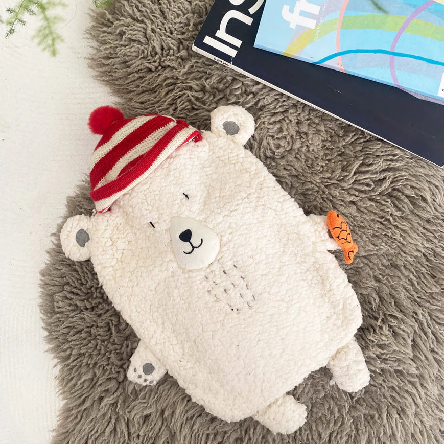 Polar Bear Wearing A Hat Hot Water Bottle