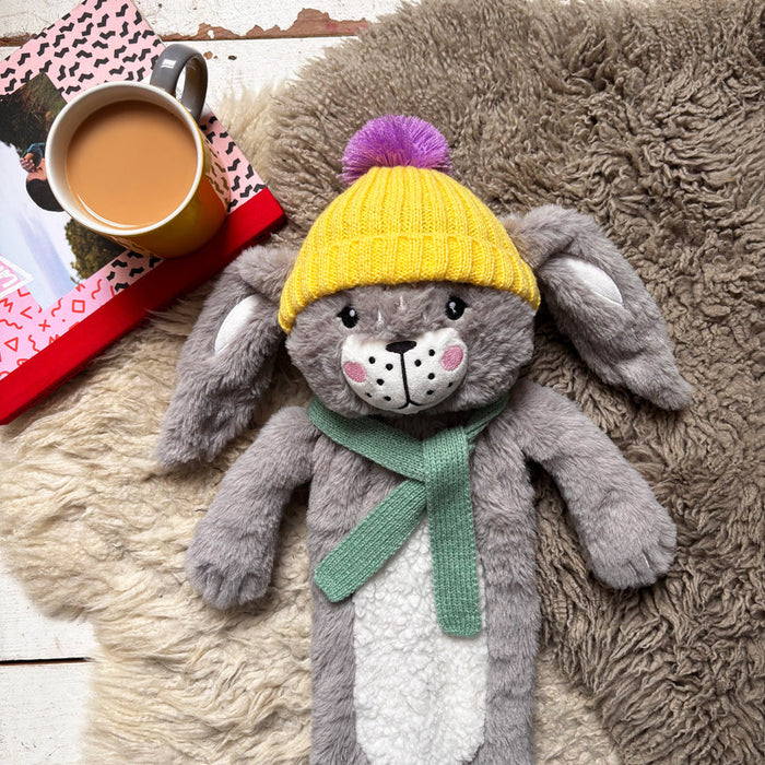 Rabbit In Bobble Hat Hot Water Bottle