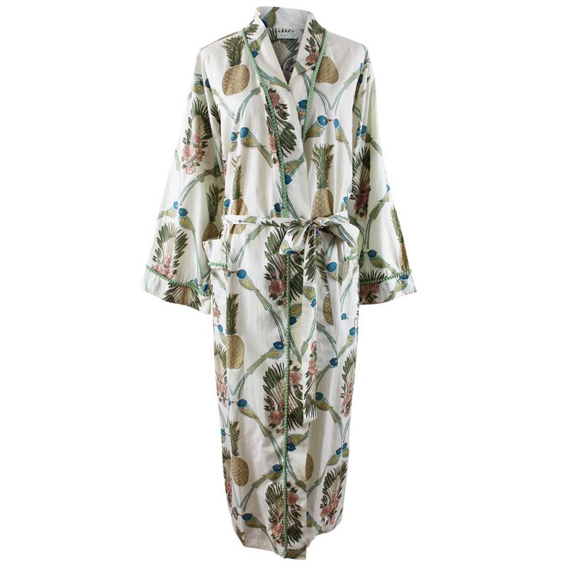 Pineapple & Bluebird Cotton Dressing Gown