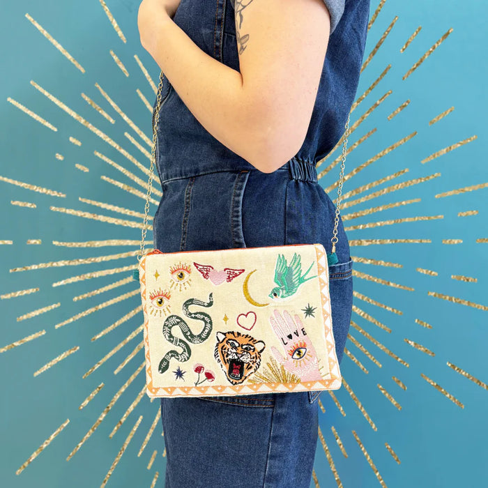 Inked Tattoo Crossbody Clutch Bag