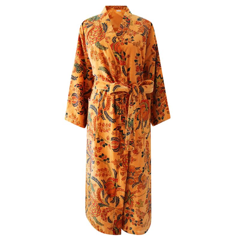 Velvet Orange Exotic Bouquet Dressing Gown