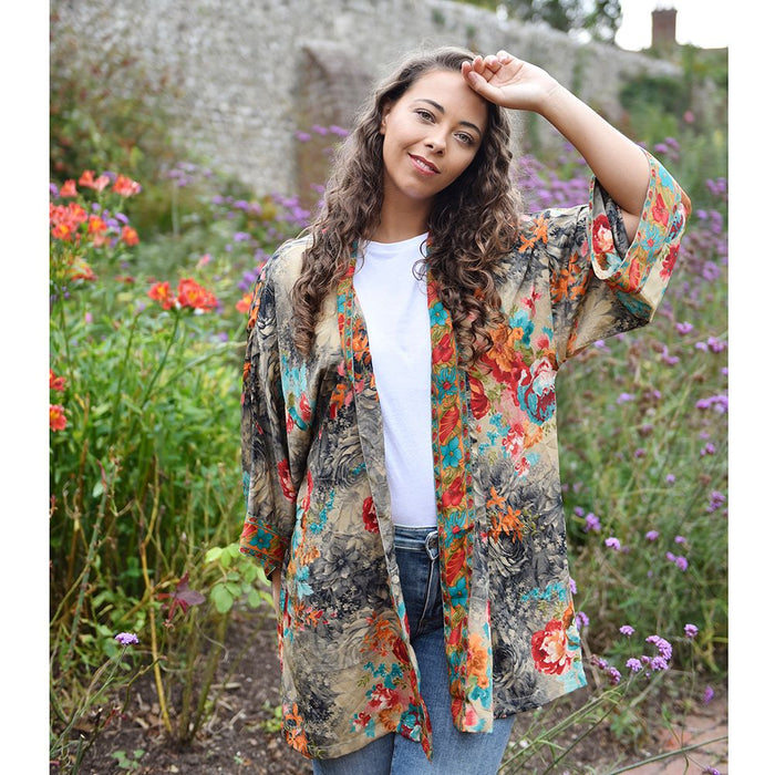 Colourful Floral Viscose Summer Jacket