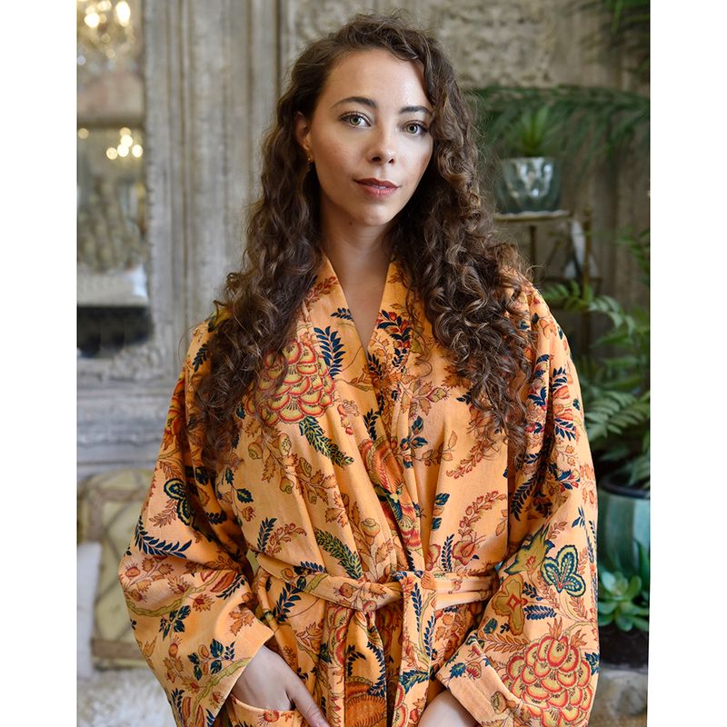 Velvet Orange Exotic Bouquet Dressing Gown