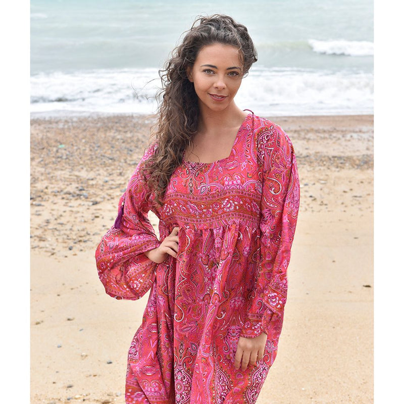 'Phoebe' Red & Pink Paisley Baby Doll Dress