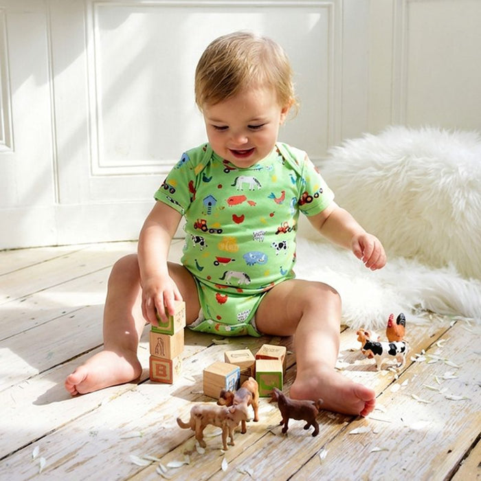 Farmyard Print Baby Grow