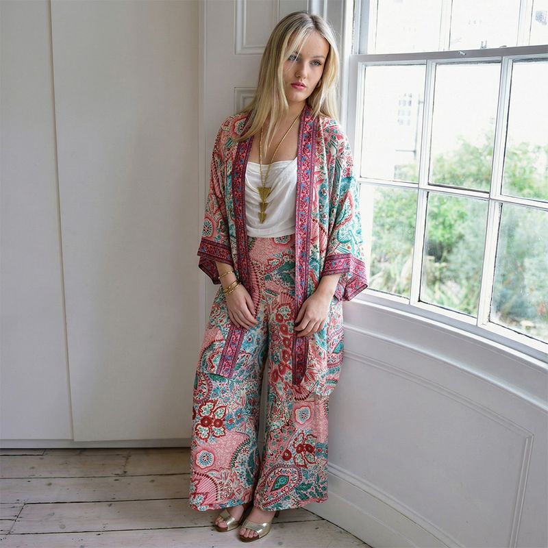'Marlowe'  Pink & Blue Paisley Viscose Palazzo Trousers
