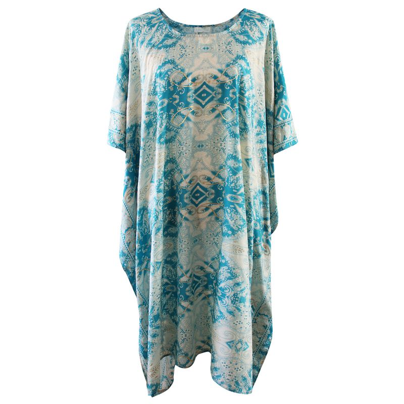 'Mia' Turquoise & Gold Paisley Kaftan