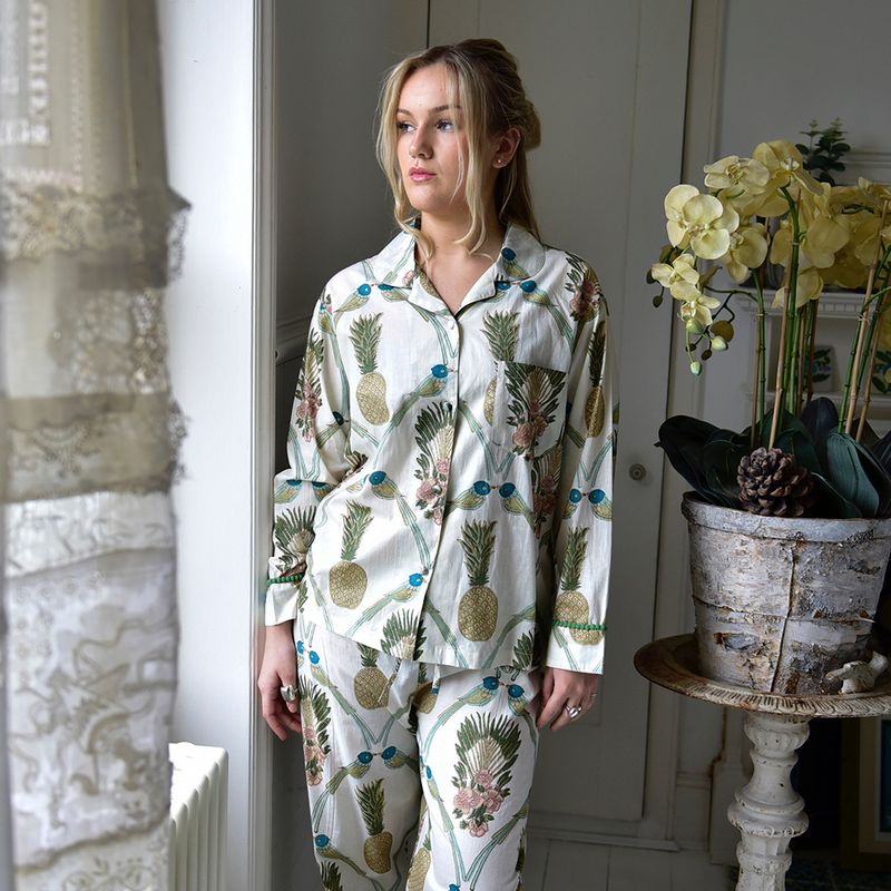 Pineapple & Bluebird Cotton Pyjamas