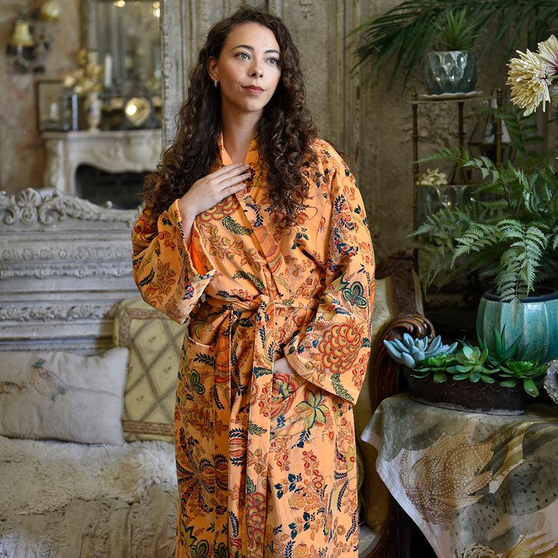 Velvet Orange Exotic Bouquet Dressing Gown