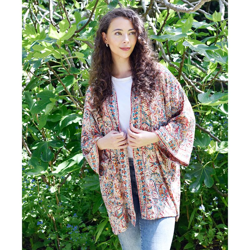 Red, Blue & Orange Paisley Viscose Summer Jacket