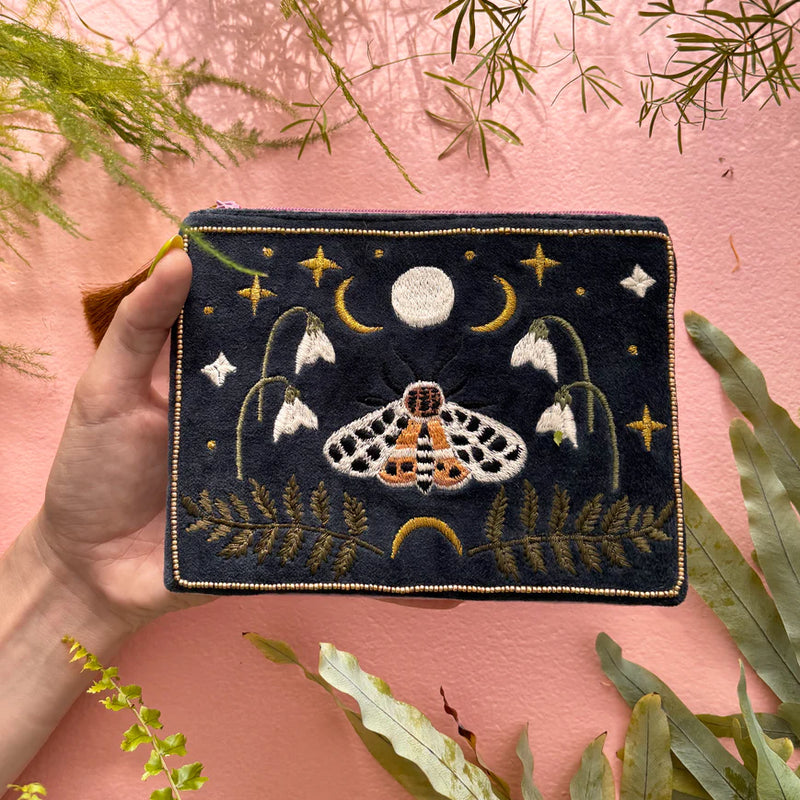 Secret Garden Moth Velvet Pouch