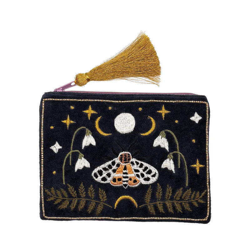 Secret Garden Moth Velvet Pouch