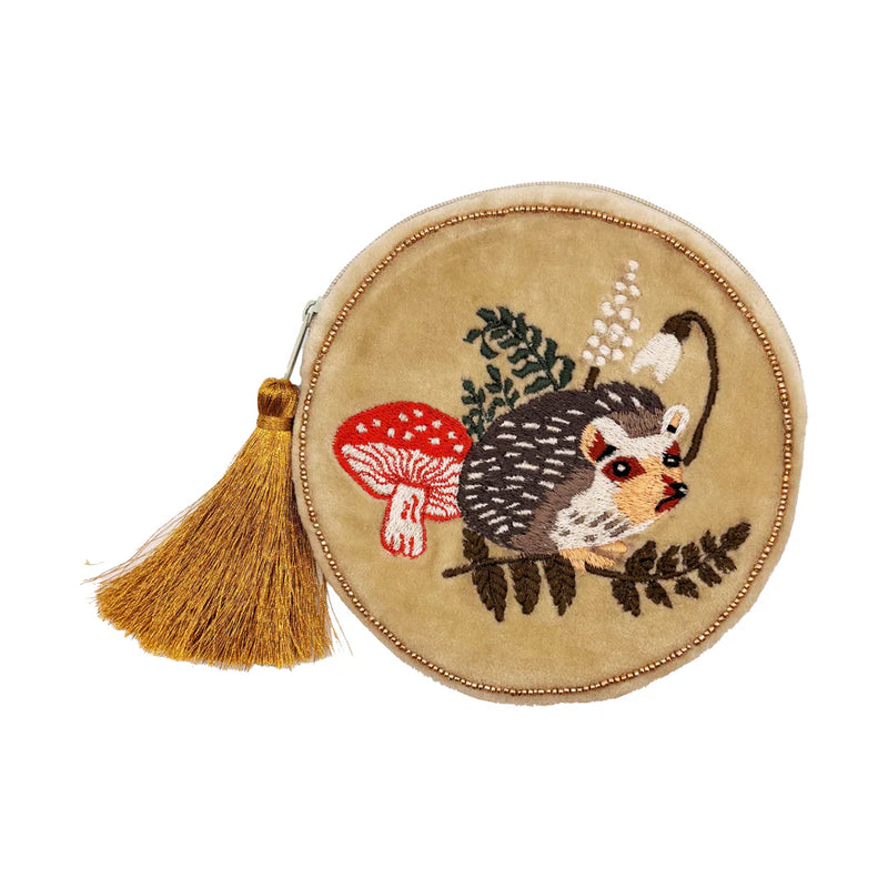 Secret Garden Hedgehog Round Velvet Purse