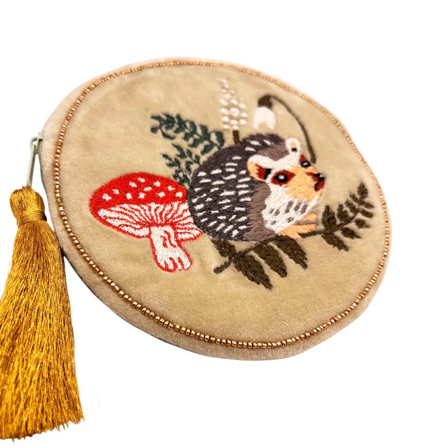 Secret Garden Hedgehog Round Velvet Purse