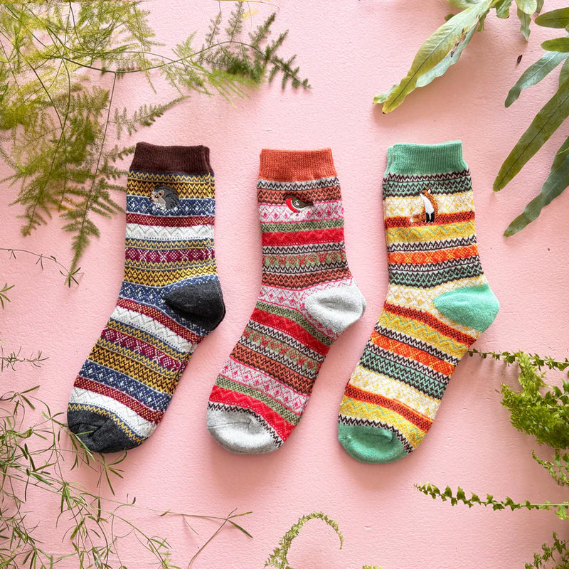 Secret Garden Hedgehog Fair Isle Socks