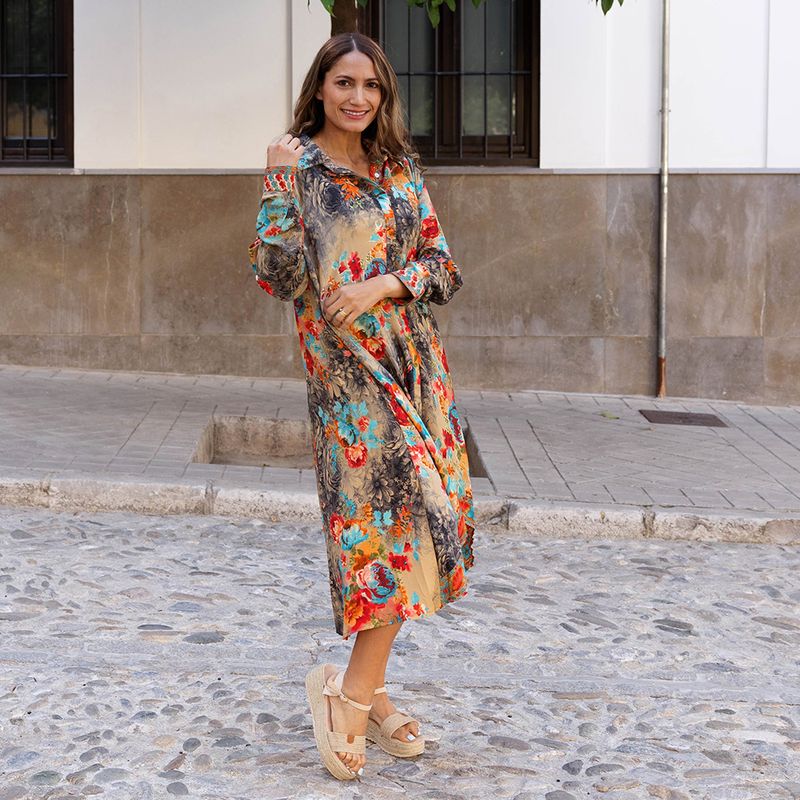 long sleeve colourful dress Designer Knee Length Formal Dresses
