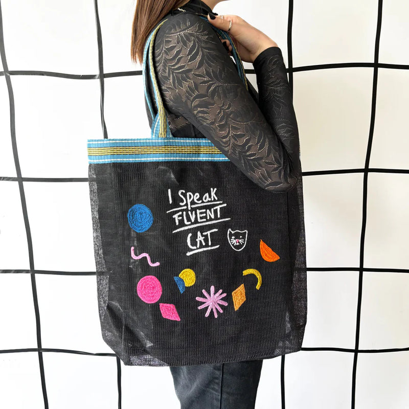 Small Talk 'I Speak Fluent Cat' Recycled Shopper