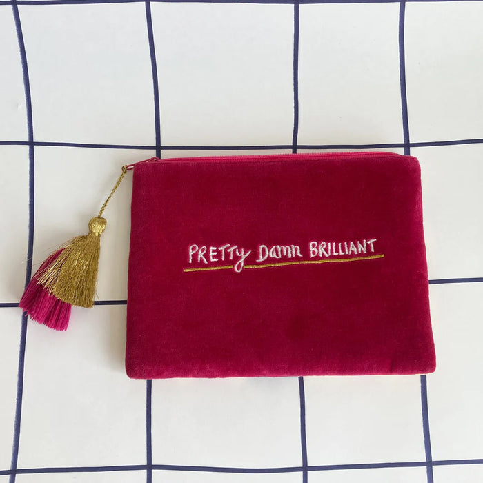 Small Talk 'I'm Pretty...Pretty Damn Brilliant' Velvet Make Up Bag