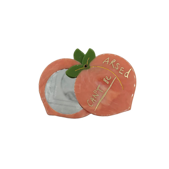 Small Talk 'Can't Be Arsed' Peach Compact Mirror