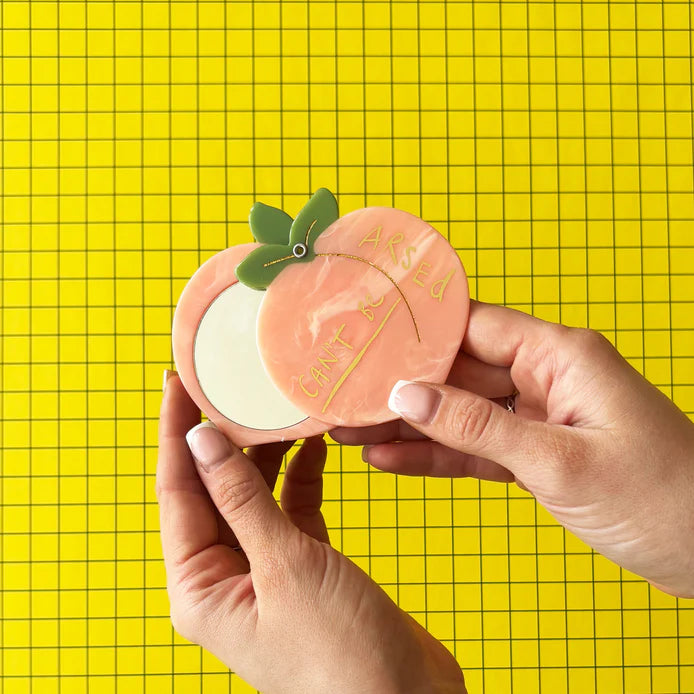 Small Talk 'Can't Be Arsed' Peach Compact Mirror