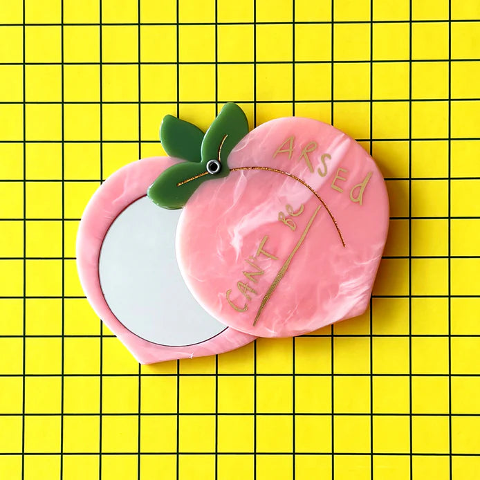 Small Talk 'Can't Be Arsed' Peach Compact Mirror