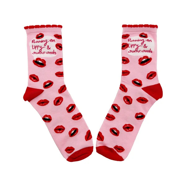 Small Talk Running On Lippy & Swear Words Socks