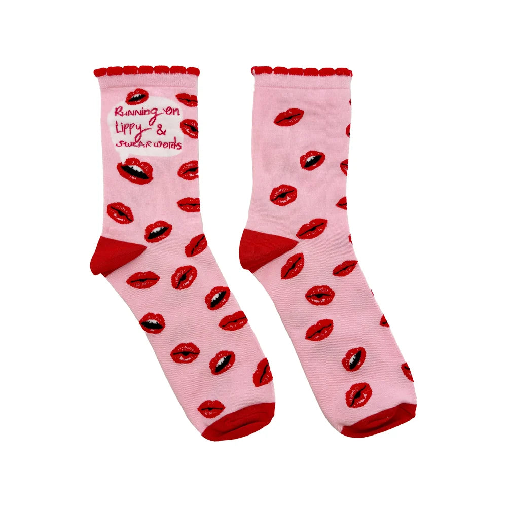 Small Talk Running On Lippy & Swear Words Socks
