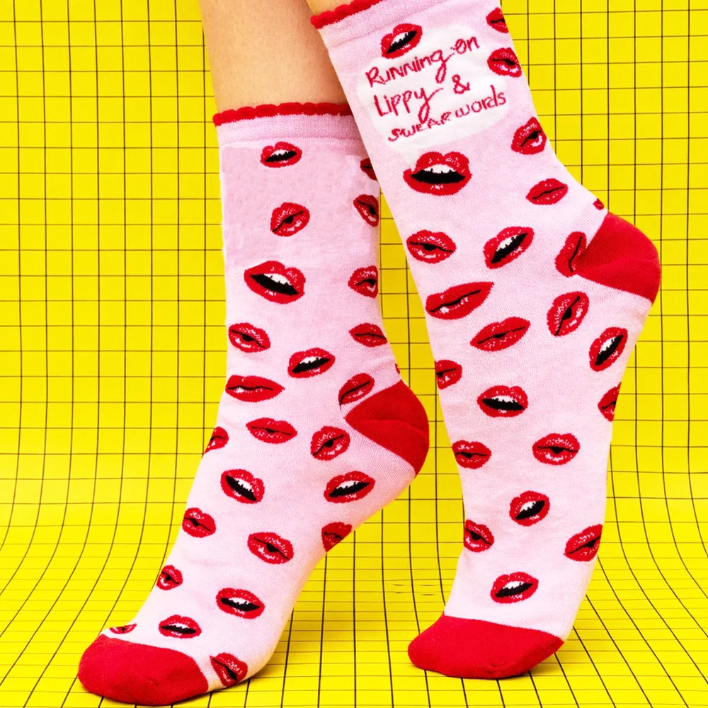 Small Talk Running On Lippy & Swear Words Socks