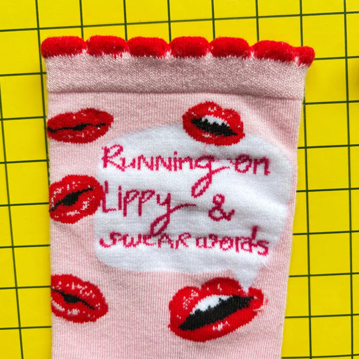 Small Talk Running On Lippy & Swear Words Socks
