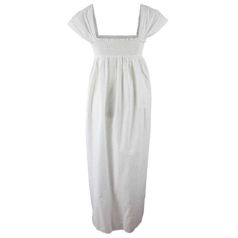 Ladies Capped Sleeve Swiss Dot Nightdress with Lace 'Maud'