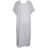 Ladies White Cotton Nightdress with Fluted Sleeves 'Valentina'