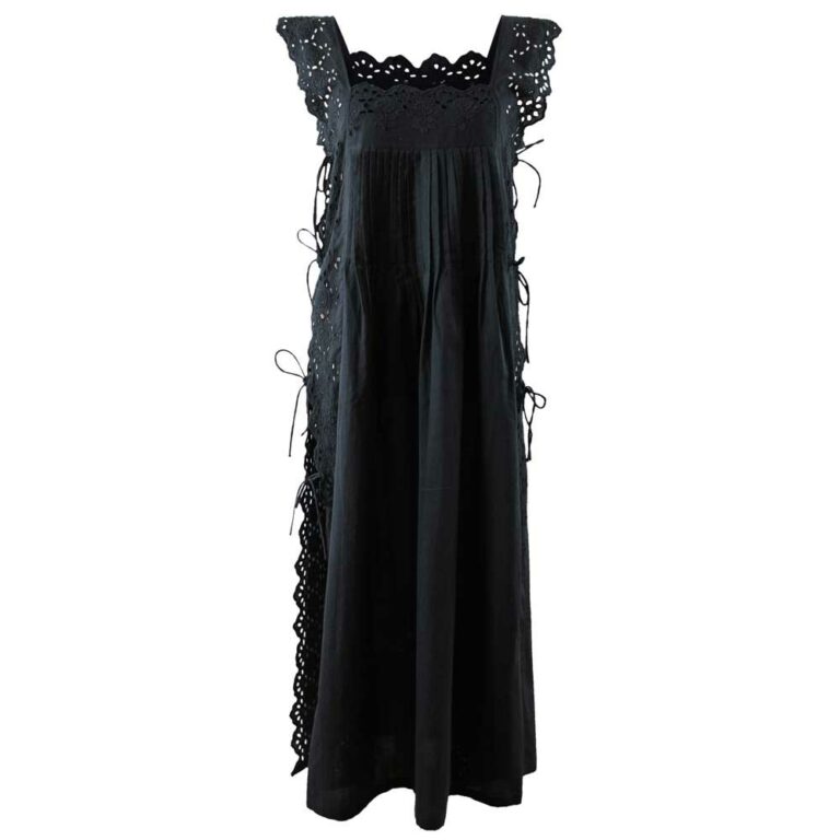 Ladies Black Sleeveless Nightdress with Side Ties 'Betty'