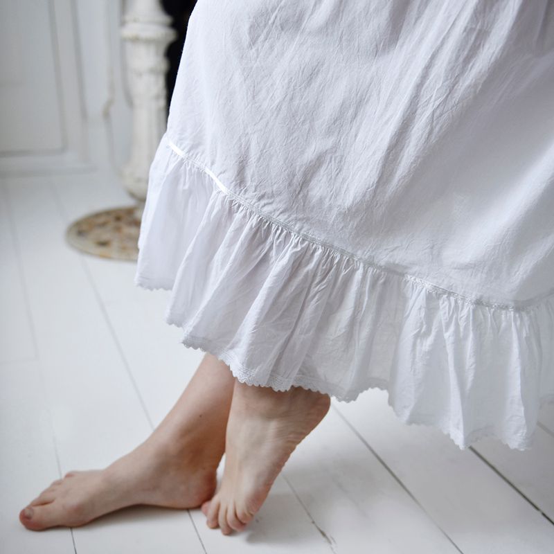 Ladies Sleeveless Nightdress with Rose Embroidery 'Joanna'
