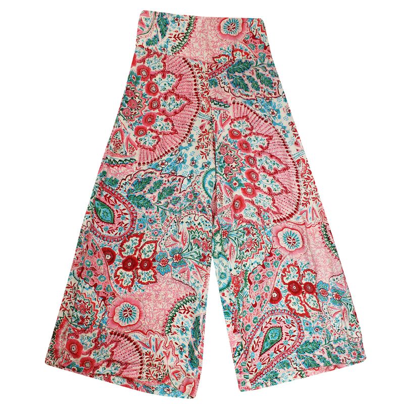 'Marlowe'  Pink & Blue Paisley Viscose Palazzo Trousers